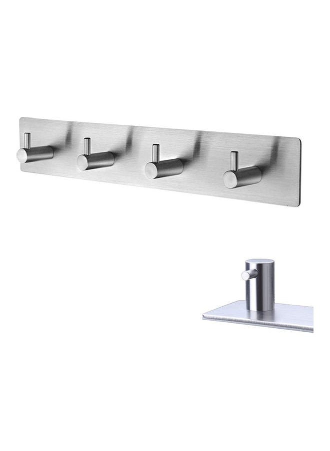 4-Piece Self Adhesive Stainless Steel Hooks Silver 26x4.5cm  - Image 1