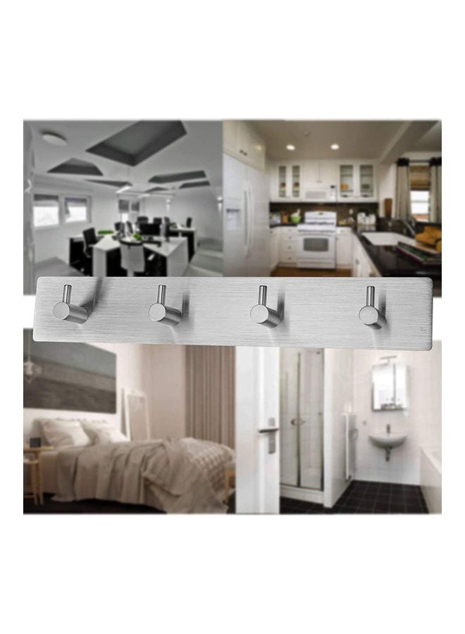 4-Piece Self Adhesive Stainless Steel Hooks Silver 26x4.5cm  - Image 3