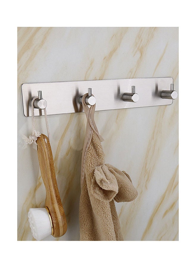 4-Piece Self Adhesive Stainless Steel Hooks Silver 26x4.5cm  - Image 4