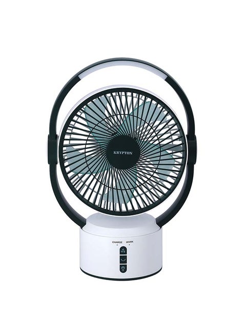 Rechargeable Table Fan With 12-Piece Bright LED Light KNF6293 White