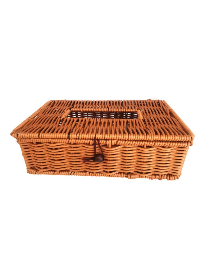 Imitated Rattan Tissue Box Brown 25 x 14cm - Image 1
