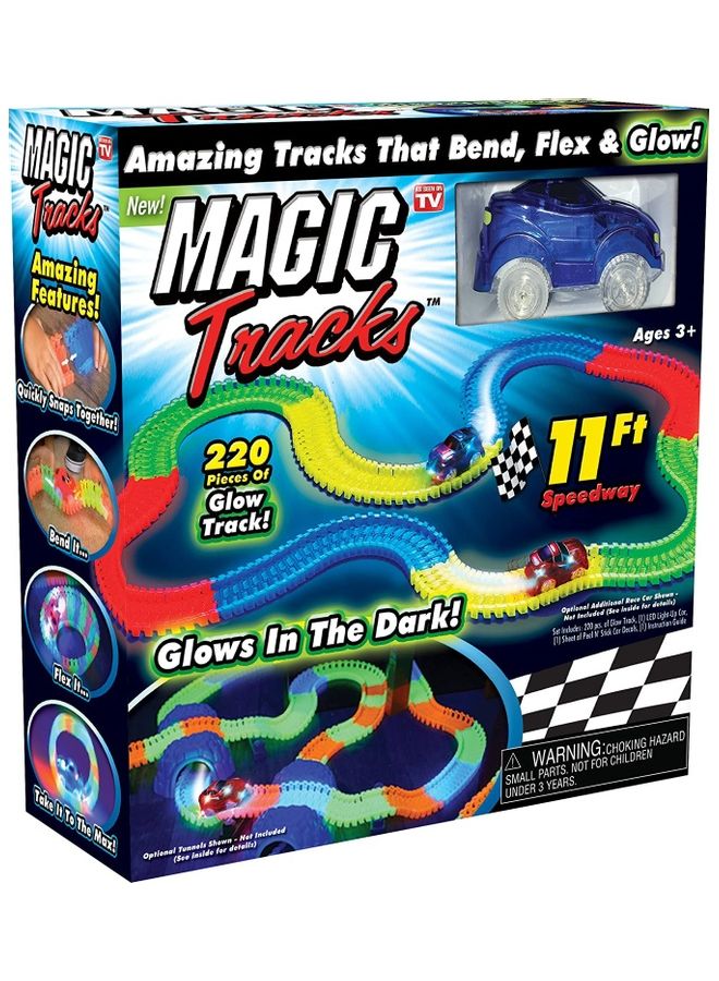 220-Piece Glow Racing Track Set With 2 Cars - Image 1