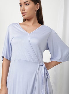 OFFROAD Solid Pattern V-Neck Casual Dress Light Purple  - Image 5