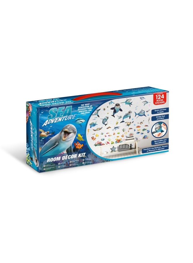 Walltastic 124-Piece Sea Adventure Themed Wall Sticker Set Multicolour - Image 1