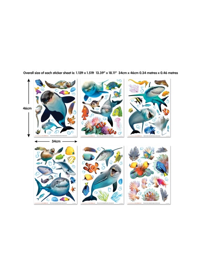 Walltastic 124-Piece Sea Adventure Themed Wall Sticker Set Multicolour - Image 3