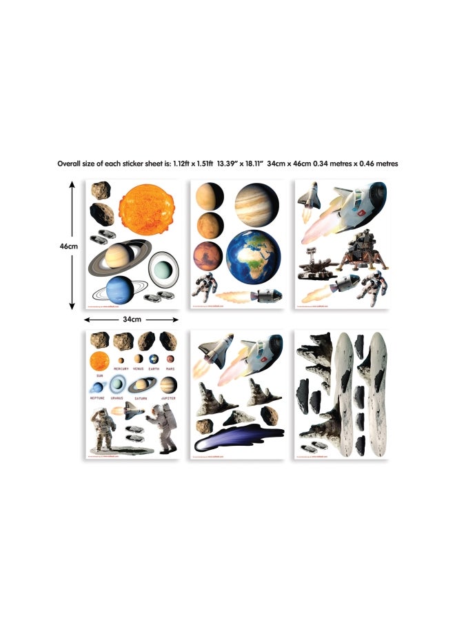 Walltastic 69-Piece Space Adventure Themed Wall Sticker Set Multicolour - Image 2