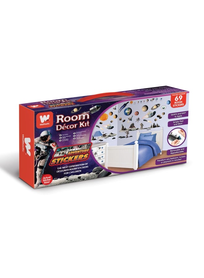 Walltastic 69-Piece Space Adventure Themed Wall Sticker Set Multicolour - Image 4