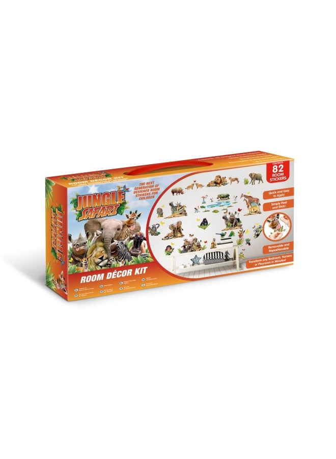 Walltastic 82-Piece Jungle Safari Themed Wall Sticker Set Multicolour - Image 4