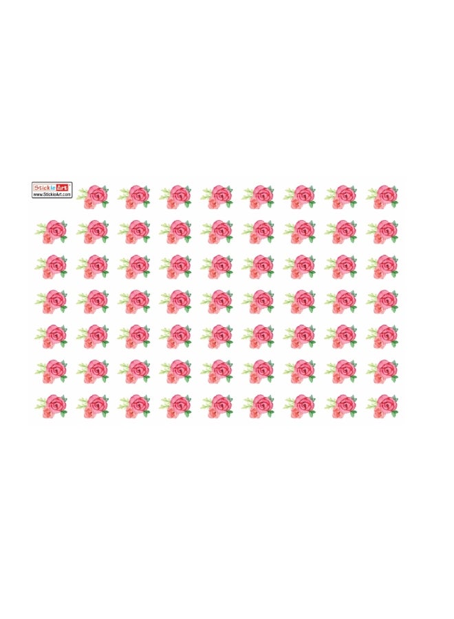 ستيكي آرت مُلصق جداري بتصميم زهور وردي/أخضر 60x90سم  - Image 1