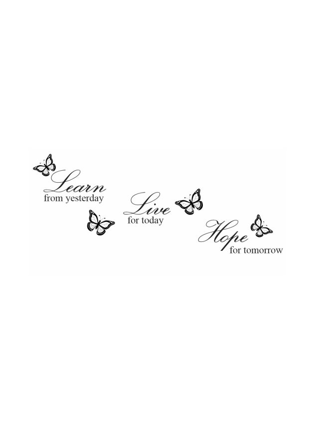 ستيكي آرت ملصق جداري بتصميم طباعة عبارة "Learn From Yesterday" أسود 60x90سم  - Image 1