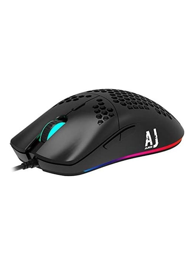 Ajazz AJ390 USB Gaming Mouse With 7 Key Honeycomb Design Black - Image 1