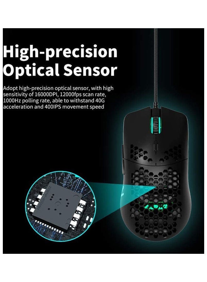 Ajazz AJ390 USB Gaming Mouse With 7 Key Honeycomb Design Black - Image 5