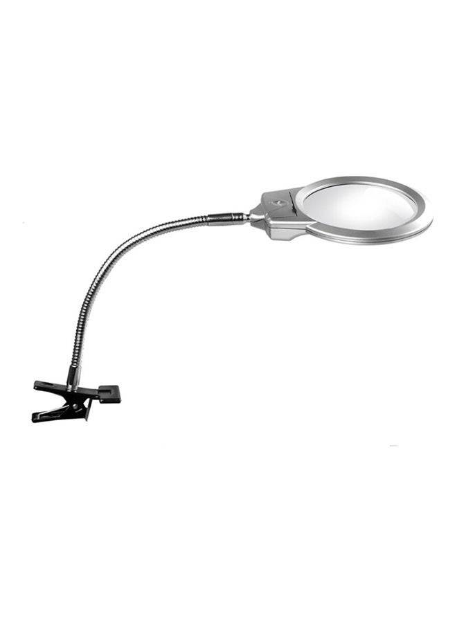 Generic Pro Flexible Hands Free Magnifying Glass Desk Lamp Silver - Image 1