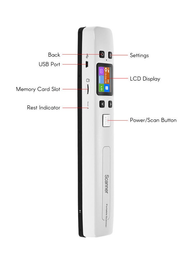 Generic Portable Handheld Wand Wireless Scanner White  - Image 5