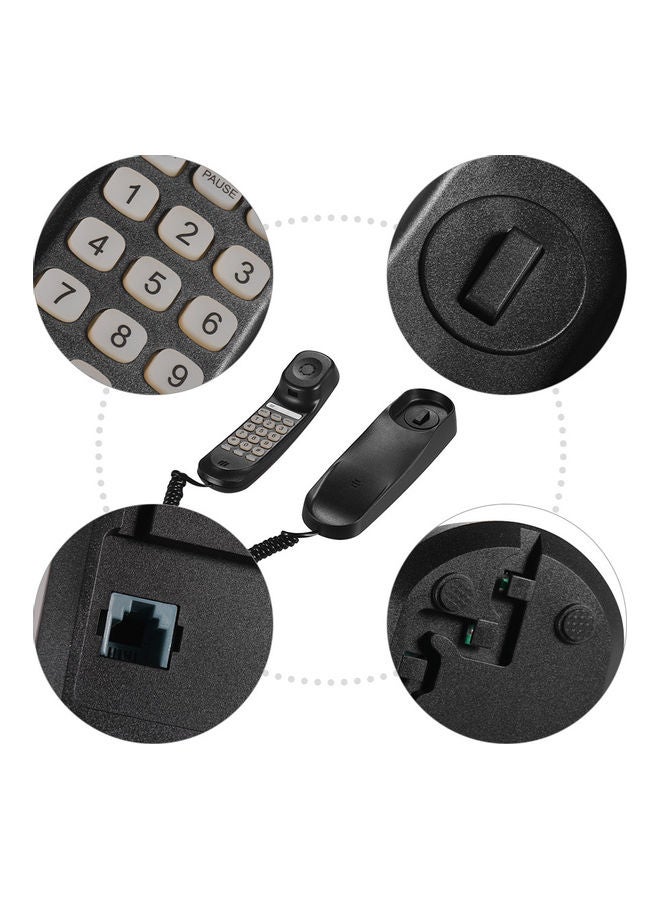Mini Desktop Corded Landline Phone Black - Image 3