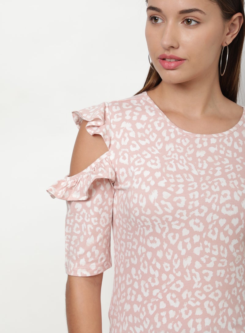 Aila Round Neck Printed Blouse Top Multicolour  - Image 3