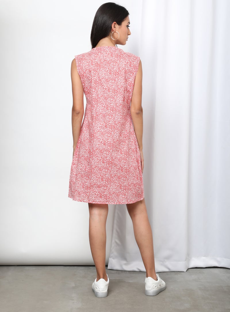 Aila Floral Pattern Round Neck Dress Orange  - Image 2