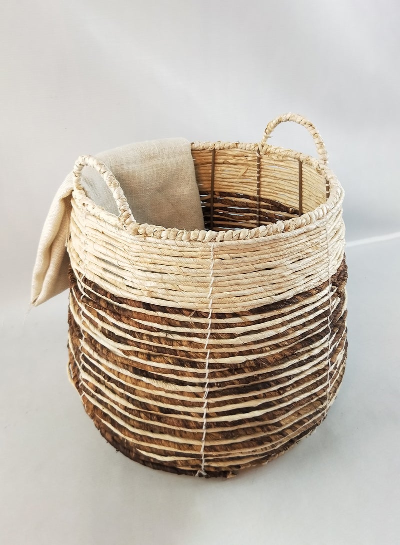 Eco-Friendly Handmade Corn Hulls Laundry Basket WL2021 - 1027 White/Dyeing 30cm