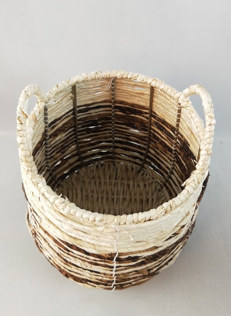Eco-Friendly Handmade Corn Hulls Laundry Basket WL2021 - 1027 White/Dyeing 30cm