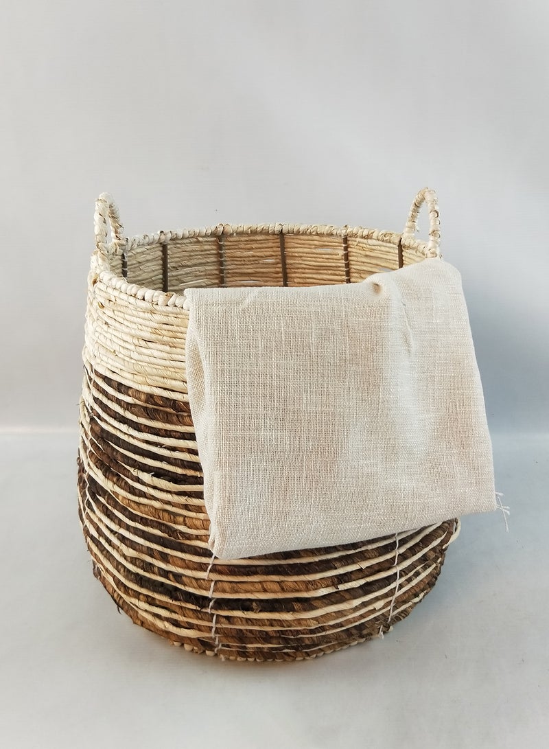Eco-Friendly Handmade Corn Hulls Laundry Basket WL2021 - 1027 White/Dyeing 30cm