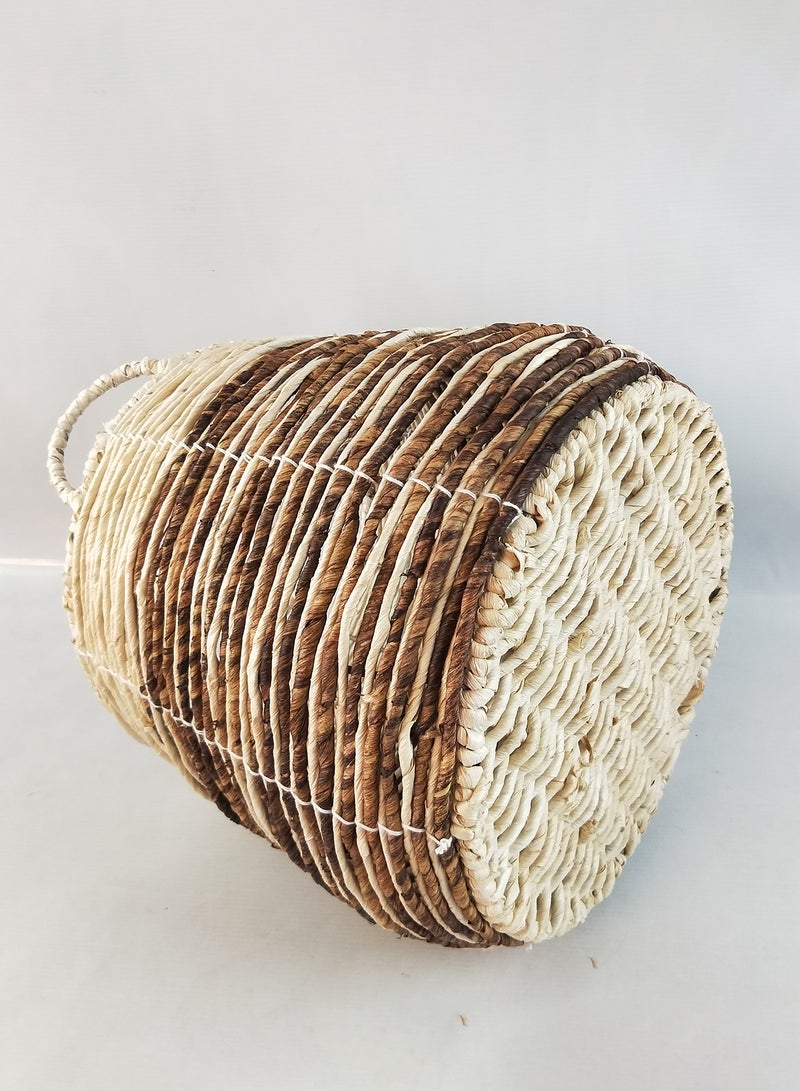 Eco-Friendly Handmade Corn Hulls Laundry Basket WL2021 - 1027 White/Dyeing 30cm