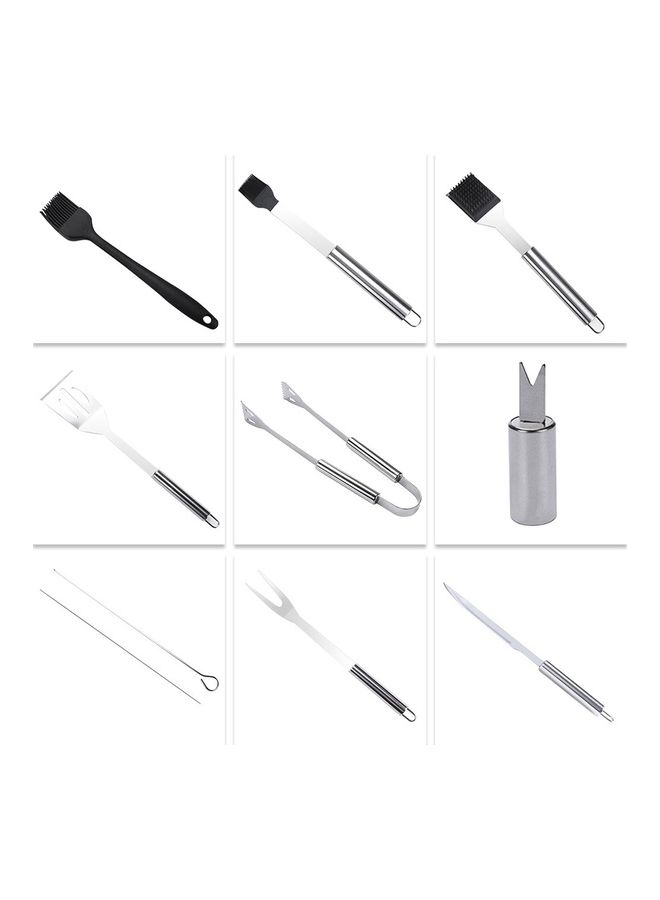 Stainless Steel BBQ Grill Tool Set With Storage Case Black/Silver - Image 2