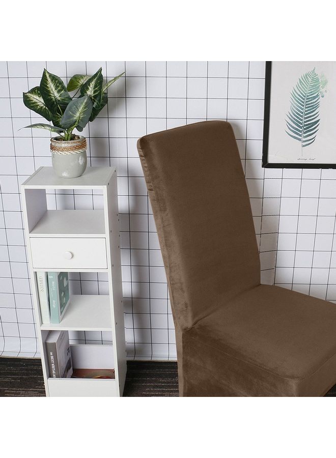 4-Piece Non-Slip Stretchable Dining Chair Protector Cover Brown - Image 2