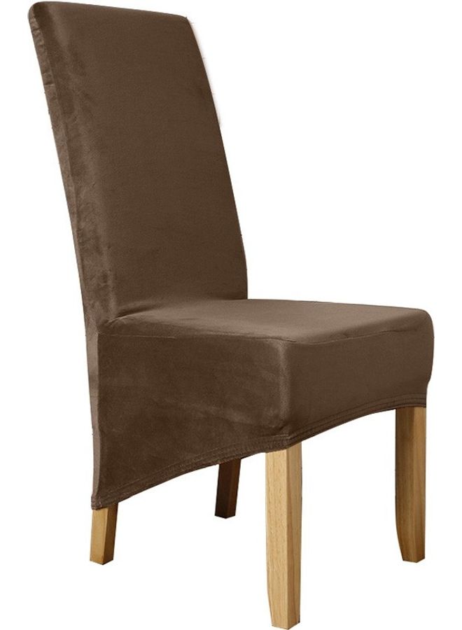 4-Piece Non-Slip Stretchable Dining Chair Protector Cover Brown - Image 1