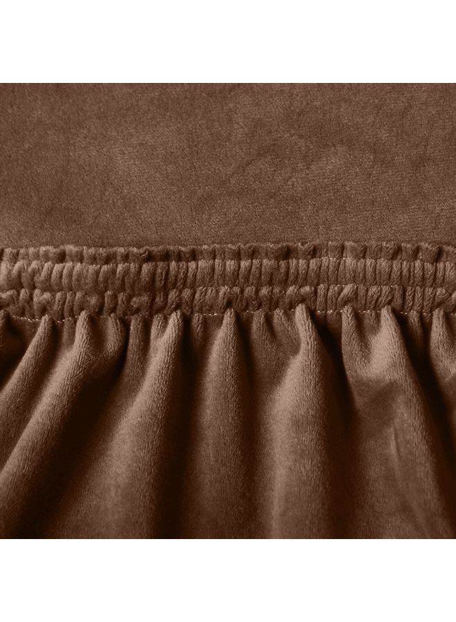 4-Piece Non-Slip Stretchable Dining Chair Protector Cover Brown - Image 3