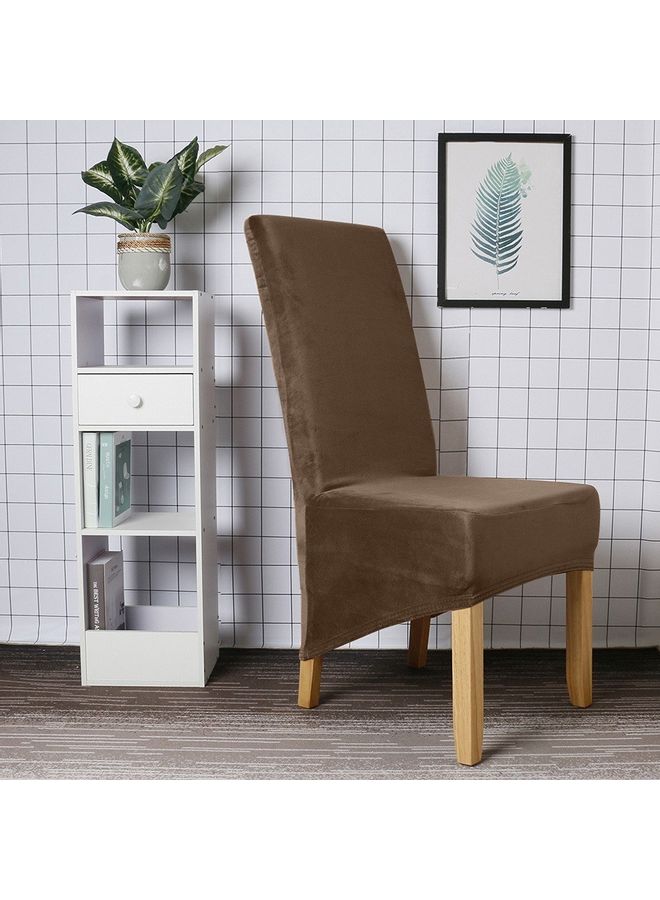4-Piece Non-Slip Stretchable Dining Chair Protector Cover Brown - Image 4