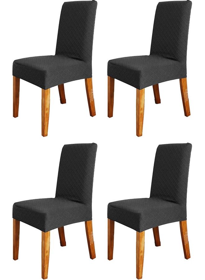 Generic 4-Piece Removable Dining Chair Cover Black  - Image 1