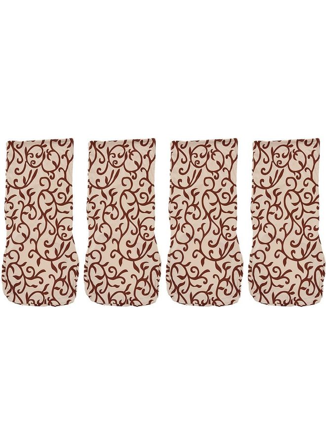 Generic - 4-Piece Anti-Dust Printed Silk Stretchable Chair Cover Beige/Brown - Image 1