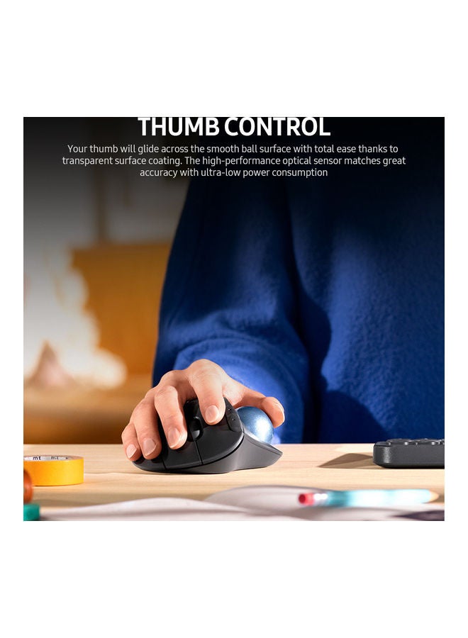 Logitech High Precision Wireless Trackball Mouse White  - Image 4