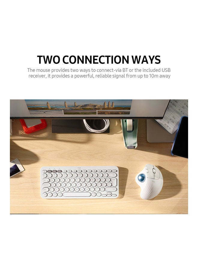 High Precision Wireless Trackball Mouse White