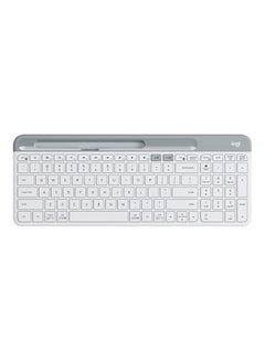 K580 Slim Multi-Device Wireless Keyboard - Bluetooth/Receiver, Compact, Easy Switch, 24 Month Battery, Windows/Mac, Desktop, Tablet, Smartphone, Laptop Compatible, Arabic Keyboard White