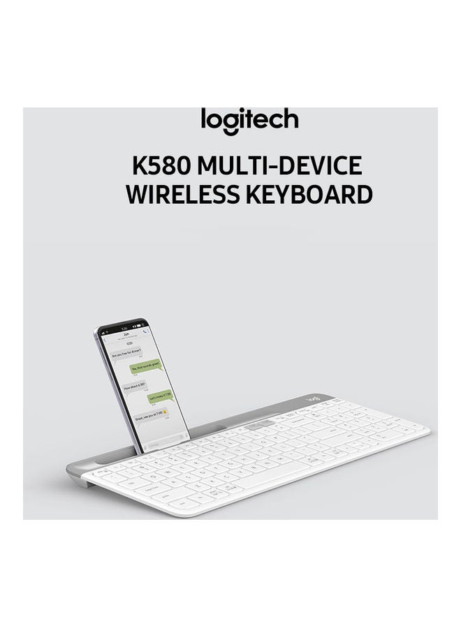 Logitech - K580 Slim Multi-Device Wireless Keyboard - Bluetooth/Receiver, Compact, Easy Switch, 24 Month Battery, Windows/Mac, Desktop, Tablet, Smartphone, Laptop Compatible, Arabic Keyboard White - Image 1