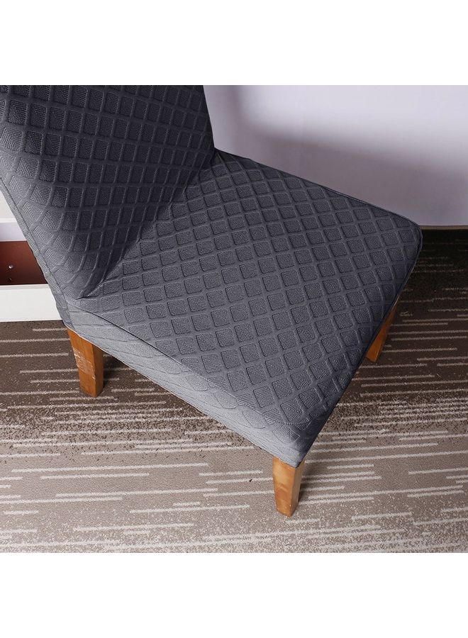 ماركة غير محددة مجموعة من 4 أغطية كراسي بتصميم شبكي سادة وأشكال ماسيّة رمادي  - Image 3