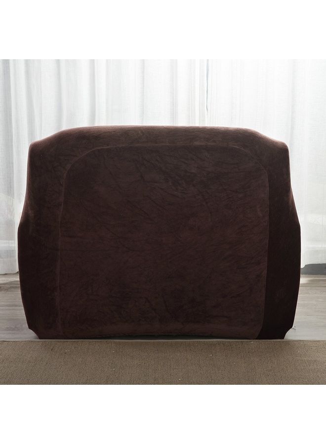 Solid Colour Winter Warm Plush Sofa Cover Brown - Image 5