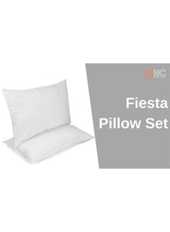 Home Canvas Fiesta Set Of 2 Premium Pillow 200TC Cotton Wood White 75x50cm  - Image 2