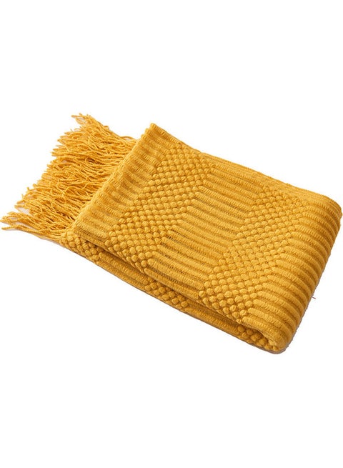 Nordic Style Simple Tassel Siesta Blanket Fabric Yellow 120 x 170cm