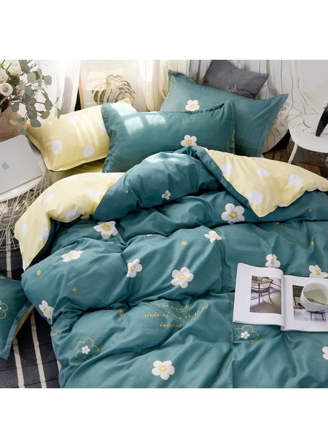 AnneFish 4 Piece Floral Bedding Set Polyester Green/White/Yellow 220 x 240cm  - Image 2