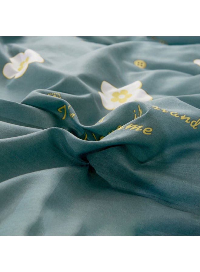 AnneFish 4 Piece Floral Bedding Set Polyester Green/White/Yellow 220 x 240cm  - Image 3