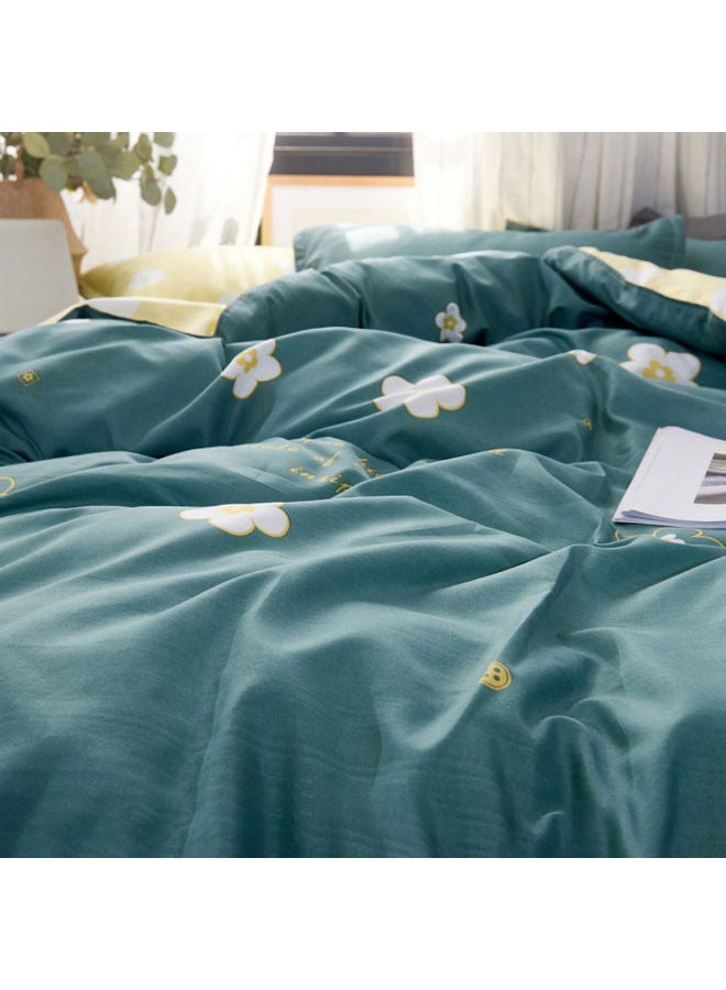 AnneFish 4 Piece Floral Bedding Set Polyester Green/White/Yellow 220 x 240cm  - Image 4