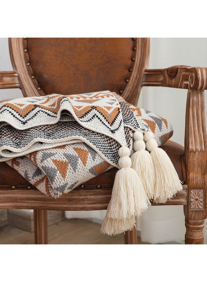 Simple Knitted Bohemian Blanket Fabric Multicolour 120 x 150cm - v1620817686/N47419500A_2