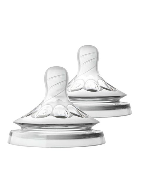 2-Piece Natural Baby Teat Slow Flow Set - Clear