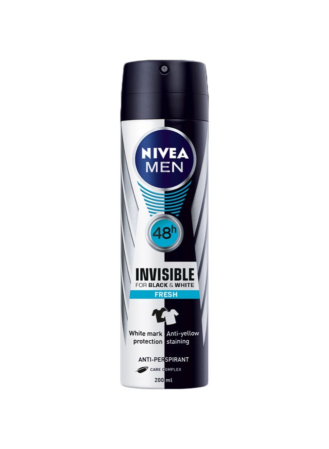 Nivea Invisible For Black And White Deodorant Black/White/Blue 200ml - Image 1