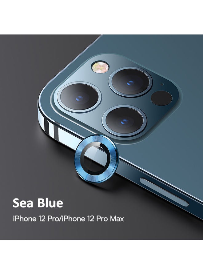Usams Metal Camera Lens Glass Film For iP12 Series Sea Blue/Black - Image 2