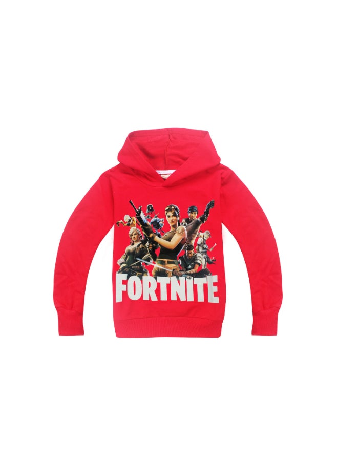 2-Piece Graphic Printed Hoodie And Pants Set Red/Black - Image 2