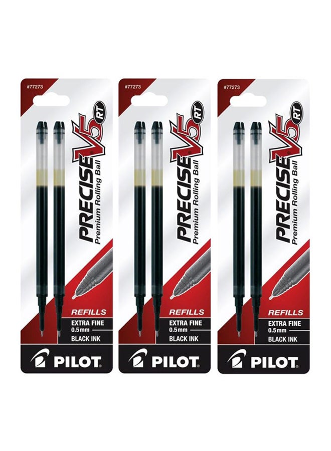 PILOT Pack Of 6 Precise V5 RT Rolling Ball Pens Black 