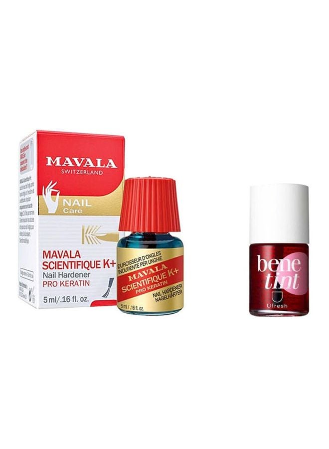 Mavala Combo Of Scientifique K Plus Nail Hardener Pro And Bene Tint Lip Gloss Clear/Pink  - Image 1